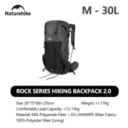 Naturehike Hiking Backpack 60+5L Large Capacity Rock Series 2.0 Outdoor Sports Bag Camping Climbing Travel Waterproof Bagpack