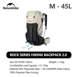 Naturehike Hiking Backpack 60+5L Large Capacity Rock Series 2.0 Outdoor Sports Bag Camping Climbing Travel Waterproof Bagpack
