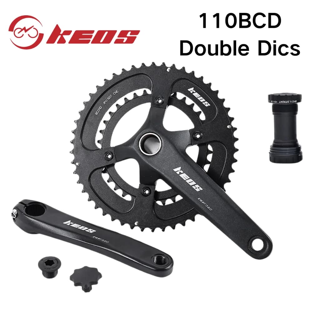 KEOS Double Chainring Crown 50-34 Teeth 11/12s Road Bike With 165/170mm Hollow Integrated Bicycle Sprocket Crankset ForSHIMANO