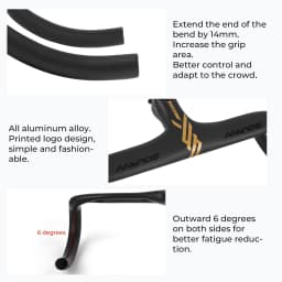 BOLANY Road Bike Handlebar Aluminum Alloy Lightweight Drop Bar Bicycle -7Angle 420mm Matte Black Handlebar for Road Bicycle