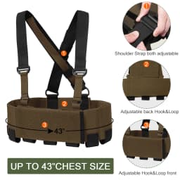 KRYDEX Tactical 556 Ready Chest Rig Low Vis Lightweight Concealed Carry Chest Rig Vest With Elastic Magazine Radio Tool Pouch