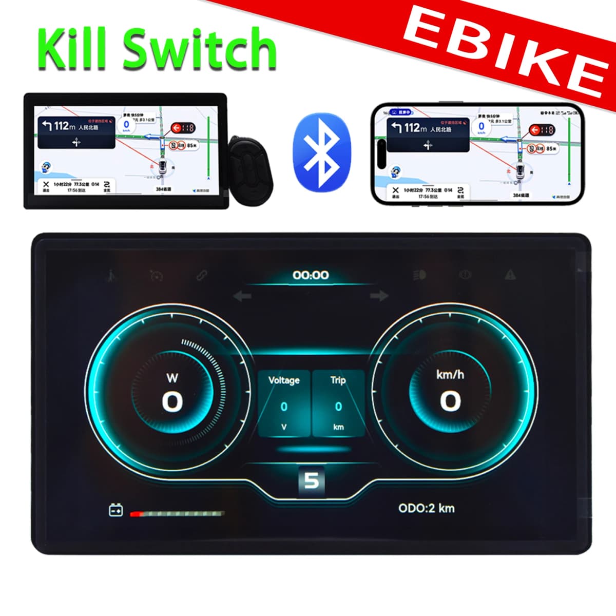 H8【UART2】 Electric Bicycle Computer Screen Projection Navigation Digital Stopwatch Speedometer for Ebike Cycling Odometer