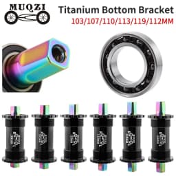 MUQZI Bicycle Titanium Ceramics Bottom Bracket MTB Road Bike BB68 103 107 110 113 119 122mm Square Tapered Axis