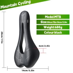 RBRL Bicycle Saddle Waterproof Bike Seat Hollow Breathable Comfortable MTB Bike Saddle Shock Absorption for Road City Cycling