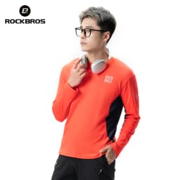 ROCKBROS Cycling Jersey Spring Summer Men's Long Sleeve Cycling Loose Breathable Sweat Wicking Road MTB Bicycle Clothing