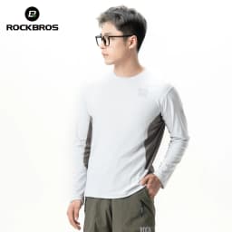 ROCKBROS Cycling Jersey Spring Summer Men's Long Sleeve Cycling Loose Breathable Sweat Wicking Road MTB Bicycle Clothing