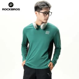 ROCKBROS Cycling Jersey Spring Summer Men's Long Sleeve Cycling Loose Breathable Sweat Wicking Road MTB Bicycle Clothing