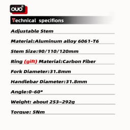 OUO Mtb Power For Giant OD2 31.8mm CNC Adjustable Bicycle Stem Riser 31.8mm Handlebar Stem Bicycle Fork Bike Table Takeaway