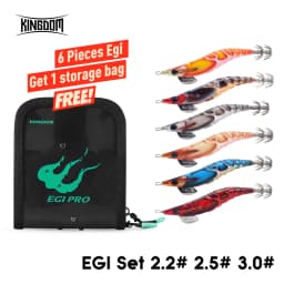 Kingdom 6pcs EGI Squid Bait Set 2.2# 2.5# 3.0# Artificial Jigging Lures Sea Fishing Octopus Cuttlefish Luminous Sinking Lure
