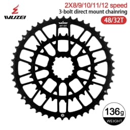 WUZEI Road Bike 3 Bolts Direct Mount Chainwheel 2x8 9 10 11 12 Speed Bicycle Crown Double Chainring Aluminum Alloy Speed Part