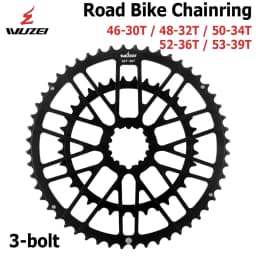 WUZEI Road Bike 3 Bolts Direct Mount Chainwheel 2x8 9 10 11 12 Speed Bicycle Crown Double Chainring Aluminum Alloy Speed Part