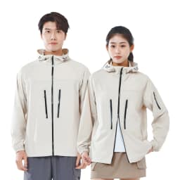 LNGXO Men's Women's Hiking Rain Coat Sun Protective Camping Trekking Waterproof Jacket Unisex Stretch Two-Way Zipper Windbreaker