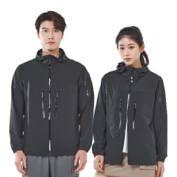 LNGXO Men's Women's Hiking Rain Coat Sun Protective Camping Trekking Waterproof Jacket Unisex Stretch Two-Way Zipper Windbreaker