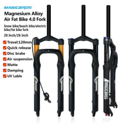 MAGICBROS Electric Bike Fork Air Suspension 20 26inch 4.0 Fork Snow Bike E-bike 9*135MM Damping Adjustment Fat Bike Air Fork