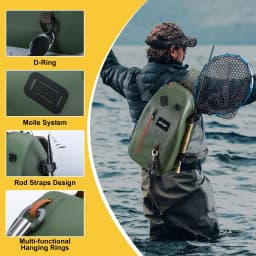 Goture Fly Fishing Bag IPX8 Waterproof Multifunctional Portable Waist Pack 840D TUP Fishing Tool Storage Bag with Rod Holder