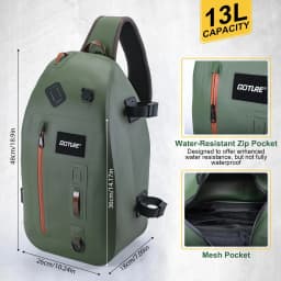 Goture Fly Fishing Bag IPX8 Waterproof Multifunctional Portable Waist Pack 840D TUP Fishing Tool Storage Bag with Rod Holder