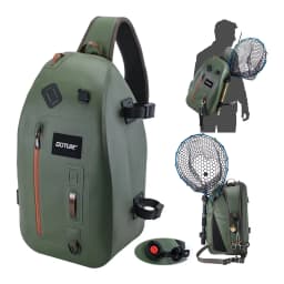 Goture Fly Fishing Bag IPX8 Waterproof Multifunctional Portable Waist Pack 840D TUP Fishing Tool Storage Bag with Rod Holder