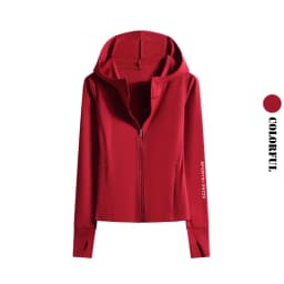 DRUR Autumn Winter Yoga Top Women Hooded Workout Jacket Zip Up Athletic Running Shirts with Pockets Sportswear Christmas Gifts
