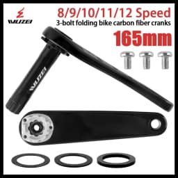 WUZEI Folding Bike Crank Carbon Fiber Crankset 165MM 170MM Road Bicycle Sprocket 24mm Axle 3 Bolts Direct Mount Crank Arm