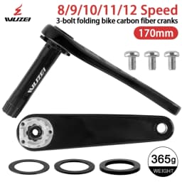WUZEI Folding Bike Crank Carbon Fiber Crankset 165MM 170MM Road Bicycle Sprocket 24mm Axle 3 Bolts Direct Mount Crank Arm