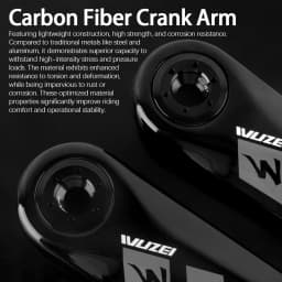 WUZEI Folding Bike Crank Carbon Fiber Crankset 165MM 170MM Road Bicycle Sprocket 24mm Axle 3 Bolts Direct Mount Crank Arm