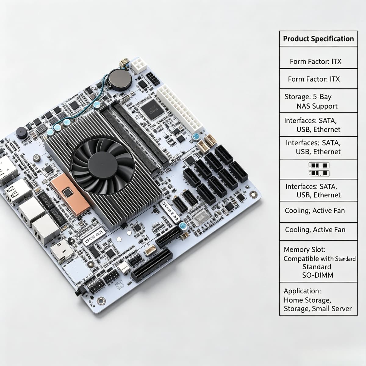 I5-8265UES 8 Bay NAS Motherboard 8 SATA Ports Dual M.2 Slot Support DDR4 RAM Home Storage Server Mainboard