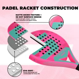 INSUM Padel Racket Carbon Fiber Surface with EVA Memory Flex Foam Core Padel Tennis Racket Lightweight Paddle Racquet