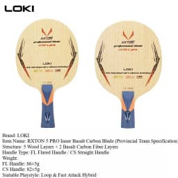 LOKI RXTON 5PRO Provincial Team Table Tennis Blade Inner Basalt Carbon 5 Wood 2 Carbon Professional Ping Pong Paddle Fast Attack