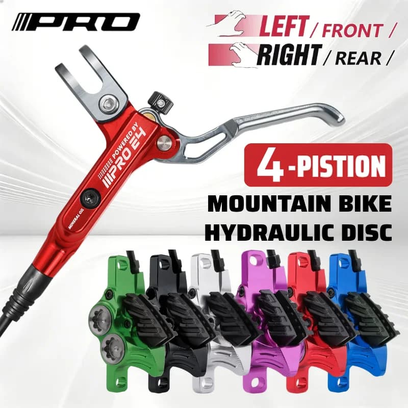 IIIPRO 4 Piston Bike Hydraulic Brake 800/1550MM Left Front Right Rear Bicycle Disc Brake MTB Road Cycling Disc Brake Bike Parts