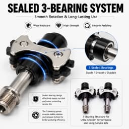 Dual-Sided Clipless Pedal Set Titanium Steel Axle MTB Road Bike Pedals 3 Bearing System Lightweight Cycling Pedal Kit