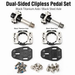 Dual-Sided Clipless Pedal Set Titanium Steel Axle MTB Road Bike Pedals 3 Bearing System Lightweight Cycling Pedal Kit