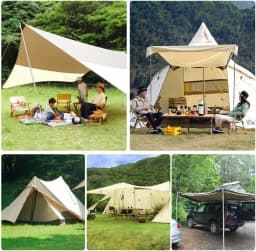 KOMCLUB Adjustable Stainless Steel Telescoping Tarp Poles 94.5 Inch 2 Pack for Canopy Awning Outdoor Camping Rain Shelter Suppor
