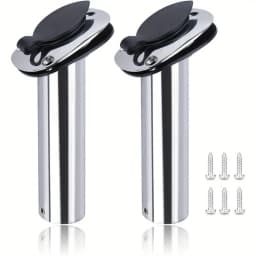 2PCS Boat Stainless Steel Fishing Rod Holder Flush Mount 15/30/90 Degree with PVC Cap Inner Tube and Gasket