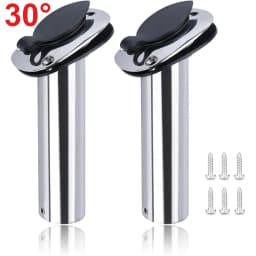 2PCS Boat Stainless Steel Fishing Rod Holder Flush Mount 15/30/90 Degree with PVC Cap Inner Tube and Gasket