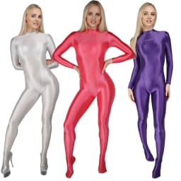 LEOHEX gloss Zentai One Piece Bodysuit Cosplay Catsuit Jumpsuits Stretch bodystocking Spandex Oily yoga sports diving suit