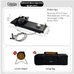 SmiloDon Table & IGT Embedded Infrared Gas Stove – 3200-3500 W Turbo Burner, Modular Camp Kitchen Core, 20 Kg Load, Wind-proof