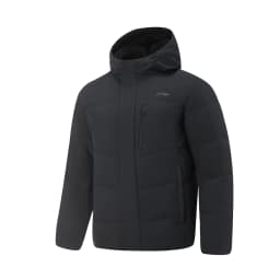 Li-Ning Men's Training Hooded Short Duwn Jacket LN FIR WARM LN WATER PROOF Reflective LiNing Fitness Sport Coats AYMV153