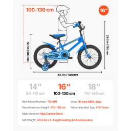 SucceBuy 14/16/18in Kids Bike BMX Style Children Bicycle with Training Wheels Toddler Bike for Boys & Girls Learning to Ride