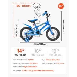 SucceBuy 14/16/18in Kids Bike BMX Style Children Bicycle with Training Wheels Toddler Bike for Boys & Girls Learning to Ride