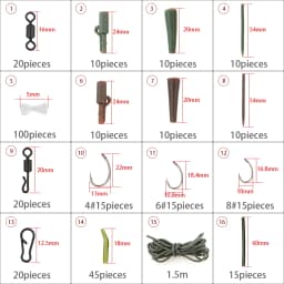 Hirisi 326Pcs Carp Fishing Tackle Kit Complete Hair Rig Accessories with Carp Hooks Quick Change Swivels Terminal Tackle XP400