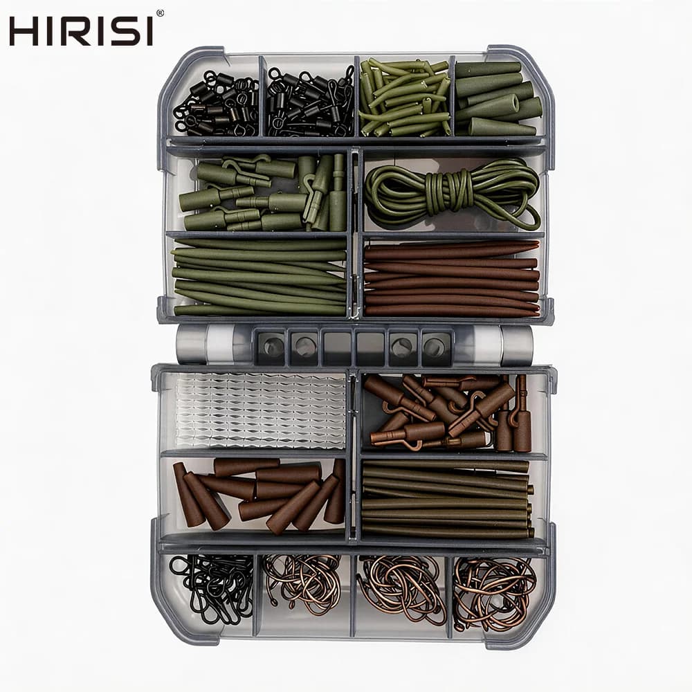 Hirisi 326Pcs Carp Fishing Tackle Kit Complete Hair Rig Accessories with Carp Hooks Quick Change Swivels Terminal Tackle XP400