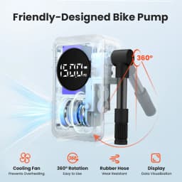 New ETENWOLF S0 Mini Electric Bike Pump Cordless 2400mAh Portable Tire Pump w/ Screen For Motorcycles Balls 150PSI Max Pressure
