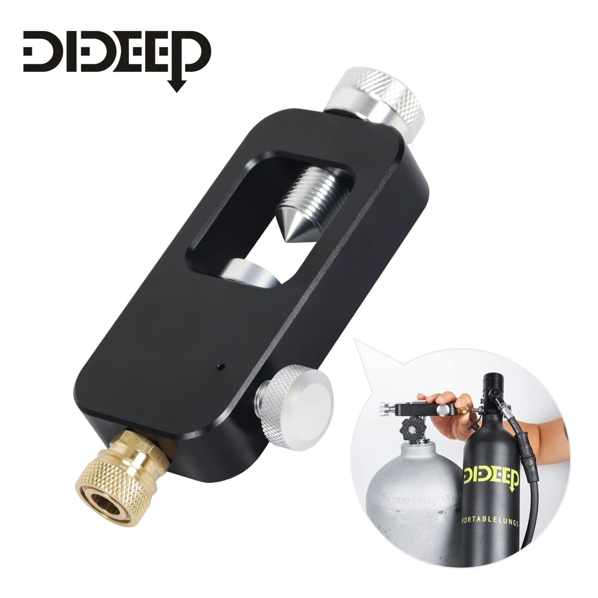 DIDEEP Mini Tank Inflation Device DIN Valve Scuba Adapter for HPA Scuba Fill Station,High Pressure Diving Cylinder Accessories