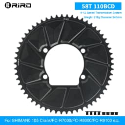 RIRO Bicycle 110BCD Chainwheel for R7000 R8000 R9100 Aluminum Bicycle Double Chainring 50-34/52-36/53-39/54-40T Bike Chainwheel