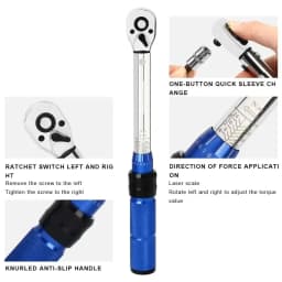 New 15Pcs Set Bicycle Torque Wrench Set 1/4" 2-24Nm Dual Direction Bike Allen Key Tool Socket Preset Type Spanner Pro Repair