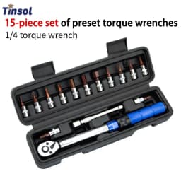 New 15Pcs Set Bicycle Torque Wrench Set 1/4" 2-24Nm Dual Direction Bike Allen Key Tool Socket Preset Type Spanner Pro Repair