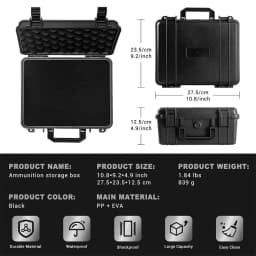 Tactical Pistol Gun Case Handgun Storage Box Pistol Case with 2 Locks Waterproof Shockproof Pistol Gun Carry Box with 2 Locks