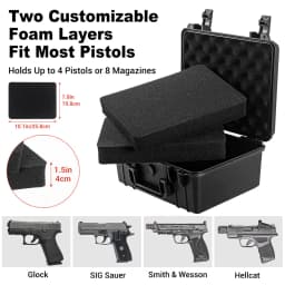 Tactical Pistol Gun Case Handgun Storage Box Pistol Case with 2 Locks Waterproof Shockproof Pistol Gun Carry Box with 2 Locks