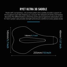 2026 RYET Carbon 3D Printed Bike Saddle, 145mm Light Road MTB Mountain Racing Bicycle Seat Cushion Cycling Seating Accessories