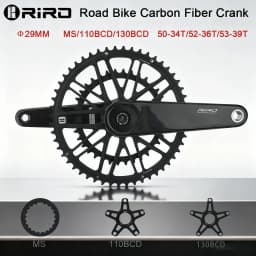 RIRO Carbon Fiber Road Crankset 29MM 50-34/52-36/53-39T Compatible with 11/12 Speed Shimano Direct Mount /110/130BCD Chainrings